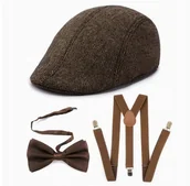 Stroje karnawałowe - Zestaw Retro Lata 20 30 Przebranie Kostium Gangster Mafia Męski Kaszkiet - miniaturka - grafika 1