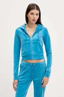 Juicy Couture bluza damska kolor niebieski z kapturem z aplikacją JCWA122001 - Bluzy damskie - miniaturka - grafika 1