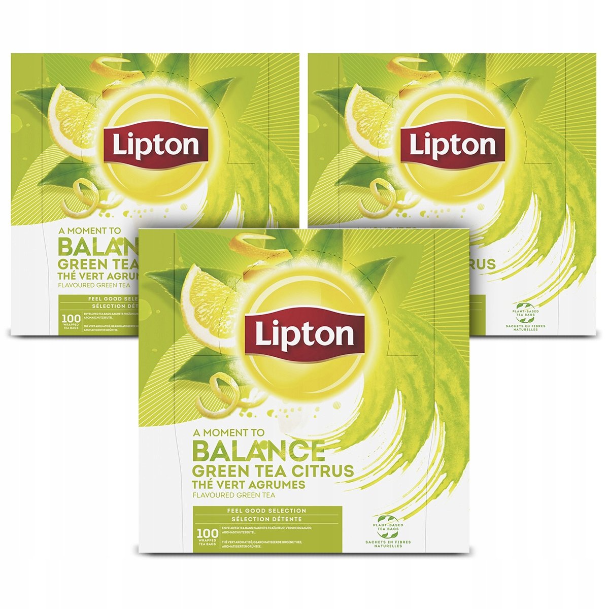 Zestaw Herbata zielona Lipton Balance Citrus Cytryna Cytrynowa 3x100 kopert