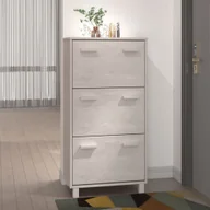 Szafki na buty - Szafka na buty HAMAR biała 59,5x35x117 cm lite drewno sosnowe - miniaturka - grafika 1