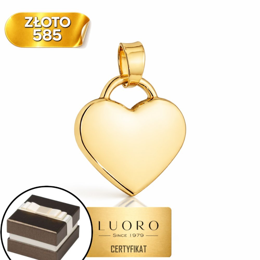 ZAWIESZKA ZŁOTA 585 14K SERCE GŁADKIE MAŁE 13 MM ELEGANCKA KLASYKA