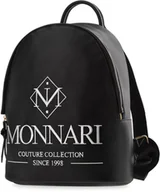 Torebki damskie - Czarny plecak monnari elegancki miejski skóra logo - miniaturka - grafika 1