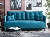 Sofy i kanapy - Stylowa Kanapa Z Pikowaniem Do Modnego Salonu Molly Turkusowy Welur - miniaturka - grafika 1