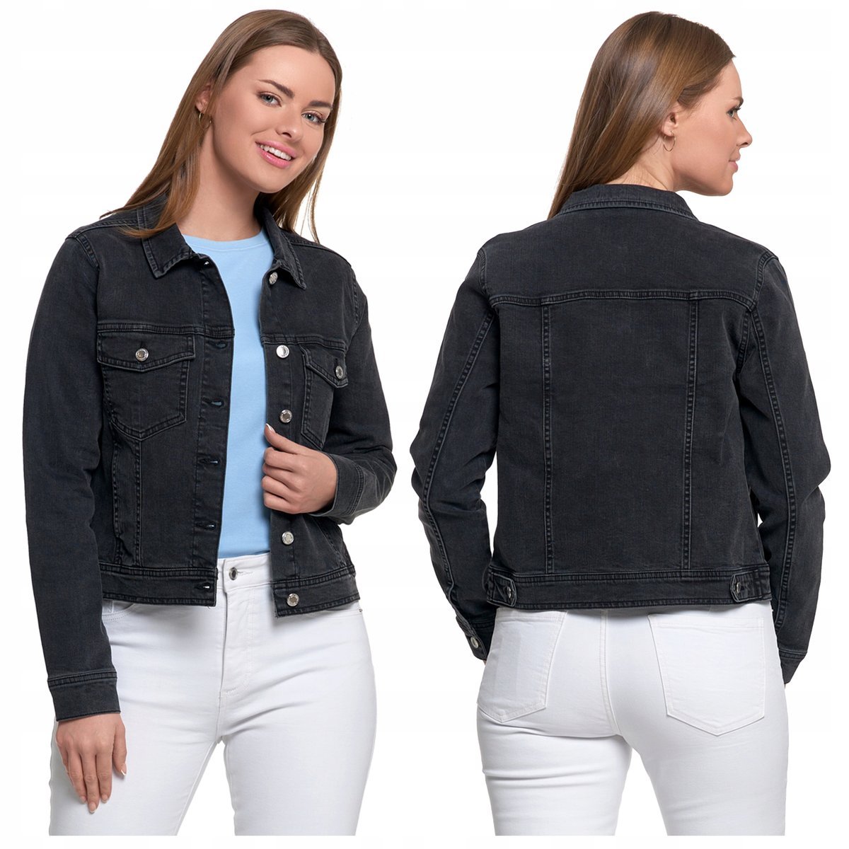 KURTKA DAMSKA JEANSOWA Przejściowa Klasyczna Stylowa JEANS MORAJ r. XL