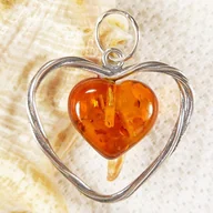 Wisiorki - 654-15 Serduszko Wisiorek Srebro 925 Bursztyn - miniaturka - grafika 1