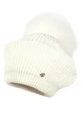 Czapki dla dzieci - Beret dla dziewczynki na zimę NIFA z pomponem ekri - miniaturka - grafika 1