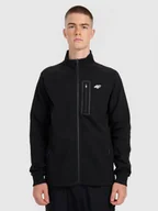 Bluzy męskie - 4F Bluza dresowa rozpinana bez kaptura męska - czarna XXL - miniaturka - grafika 1