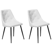 Krzesła - Beliani Zestaw do jadalni 2 krzesła białe skóra ekologiczna VALERIE - miniaturka - grafika 1
