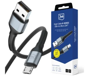 3mk Hyper Cable N-SERIES A USB do microUSB 1m 5 V/2.4A 12W Czarny - Kable USB - miniaturka - grafika 1