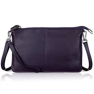 Torebki damskie - befen Skórzana torba na ramię, mała - damska torba na ramię z prawdziwej skóry z paskiem na ramię i paskiem na rękę, damska Crossbody i Wristlet Bag Clutch, Fit Phone 8 Plus (czarna, prawdziwa skóra + - miniaturka - grafika 1