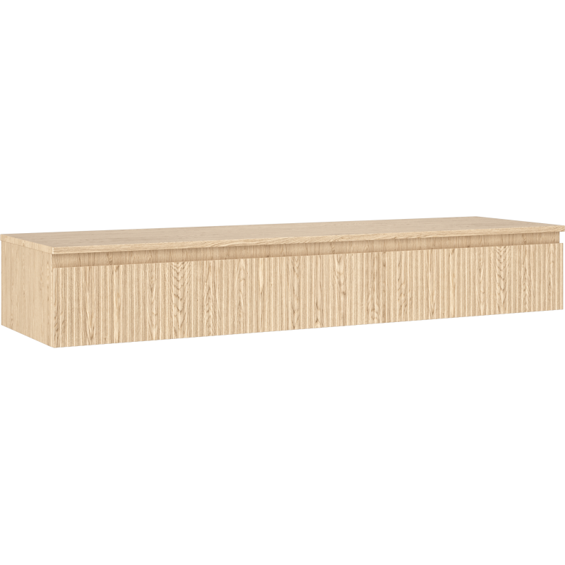 Mexen Rivel szafka łazienkowa podumywalkowa 160 cm z blatem, 1 szuflada, ryflowana , dąb - 91A20-16023-1-BFC81