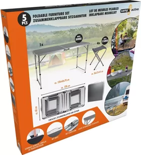 Stół stolik turystyczny składany + 4 krzesła CAMP ACTIVE 120x60 - Stoły ogrodowe - miniaturka - grafika 11