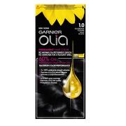 Farby do włosów i szampony koloryzujące - Garnier Olia 1.0 Czarny, farba do włosów bez amoniaku, 60% olejków - miniaturka - grafika 1