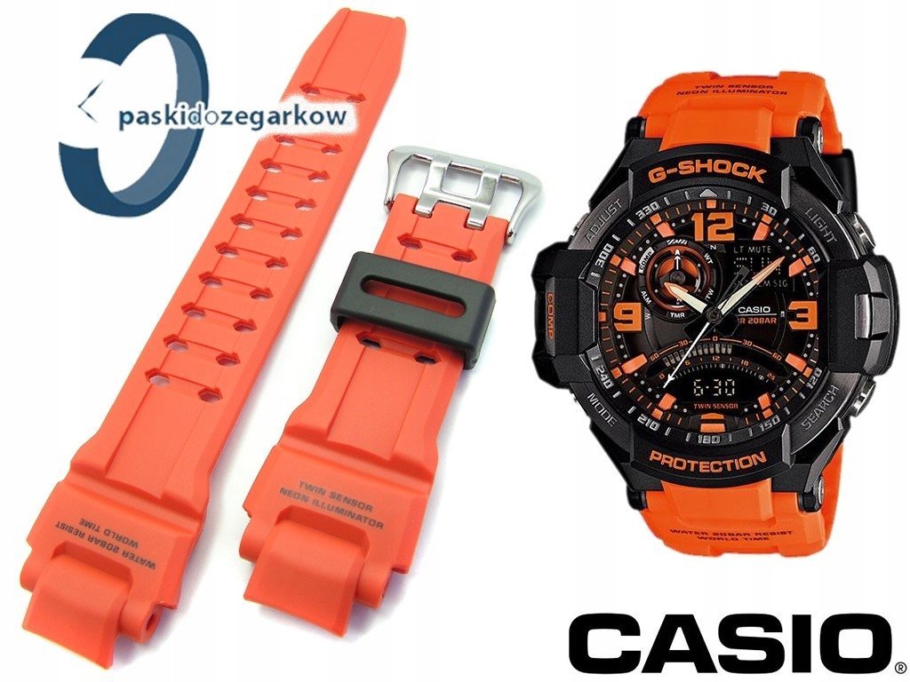 PASEK CASIO G-SHOCK GA-1000 GA-1100 GW-A1000 GW-A1100 ORYGINAŁ POMARAŃCZOWY