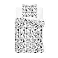 Pościel dla dzieci - Detexpol Pościel bawełniana młodzieżowa 160x200 biała w piłki nożne 5878 A DreamKids - miniaturka - grafika 1