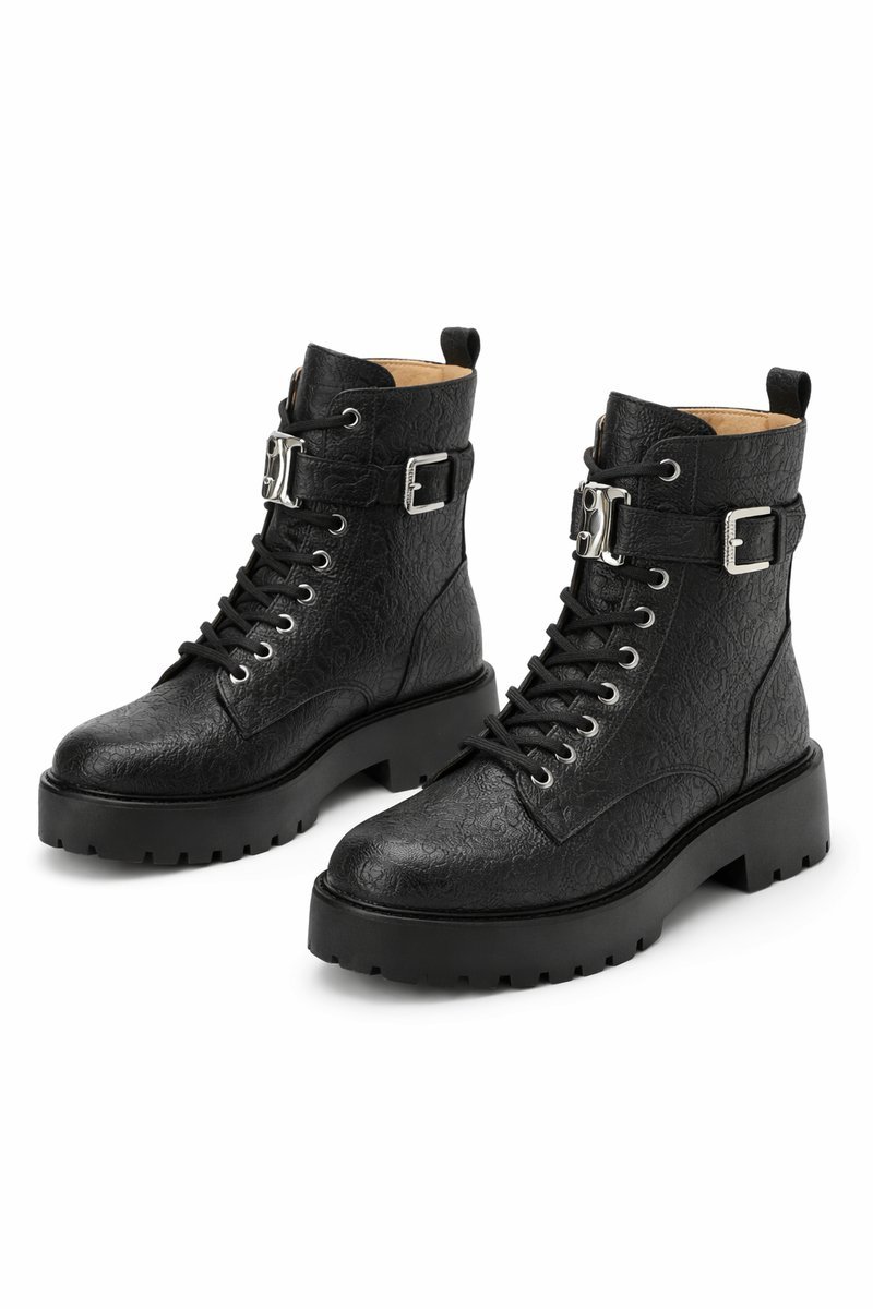 GUESS VAIRES BOTKI DAMSKIE CZARNE Z TŁOCZENIEM 38 1I3A