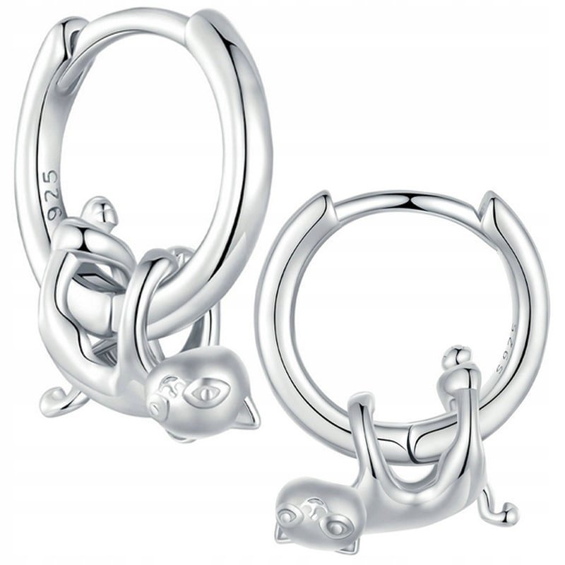 Kolczyki Srebrne Kolczyki Dla Dziewczynki Kotek Srebro 925 Kolczyki Trusky