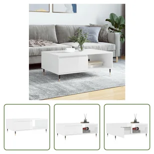 The Living Store stolik kawowy biały wysoki połysk 90x60x35 cm materiał drewnopochodny - Ławy i stoliki kawowe The Living Store stolik kawowy biały wysoki połysk 90x60x35 cm materiał drewnopochodny - Ławy i stoliki kawowe - miniaturka - grafika 1