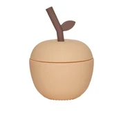 Kubki dla dzieci - KUBEK SILIKONOWY ZE SŁOMKĄ - JABŁKO ŻÓŁTY - miniaturka - grafika 1