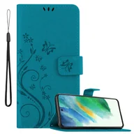Etui i futerały do telefonów - Pokrowiec Cadorabo do Samsung Galaxy S21 FE w kolorze FLORAL BLUE Pokrowiec ochronny w kwiatowy wzór z zapięciem magnetycznym, funkcją podstawki i kieszeniami na karty Flip Case Flower Cover Etui Handy Klapp Hülle Book Tasche - miniaturka - grafika 1