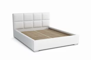 Łóżko do sypialni tapicerowane 120x200 z pojemnikiem - Alaska Białe Eko skóra - Łóżka - miniaturka - grafika 1