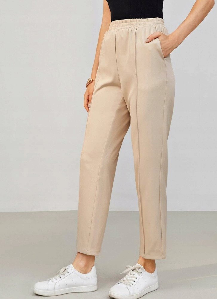 SHEIN SPODNIE MATERIAŁOWE CYGARETKI BEŻOWE 36 1VBY
