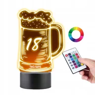 Lampy stojące - Lampka Nocna 3D LED 18 Urodziny Prezent Grawer - miniaturka - grafika 1