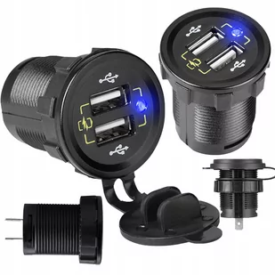 ŁADOWARKA DO SAMOCHODU ŁODZI KAMPERA MOTYCYKLA 3,4A GNIAZDO 2x USB 12V 24V - Ładowarki samochodowe - miniaturka - grafika 1