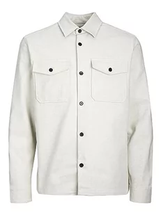 JACK & JONES Męska koszula Jprroy Solid Overshirt L/S Sn na czas wolny, biały melanż/Fit: comfort fit, XL - Koszule męskie - miniaturka - grafika 1