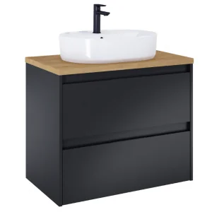 ROCA A852041532 ALPINE zestaw meblowy z blatem 2 szufladowy 80 Czarny Mat - Szafki łazienkowe - miniaturka - grafika 1