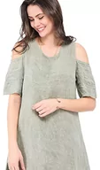 Sukienki - Sukienka damska 100% lniana Made in Italy, puszysta sukienka z okrągłym dekoltem i kieszeniami, czarna, rozmiar: XL, czarny, XL - miniaturka - grafika 1