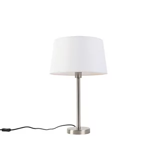QAZQA Lampa stołowa stal klosz biały 32cm - Simplo - Lampy stojące - miniaturka - grafika 1