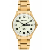 Zegarki męskie - Złoty męski zegarek na bransolecie PACIFIC SMB-1073D-05 - miniaturka - grafika 1