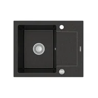 Zlewozmywaki - Mexen Enzo zlewozmywak granitowy 1-komorowy z krótkim ociekaczem 576 x 465 mm, czarny nakrapiany - 6506571005-76 - miniaturka - grafika 1