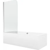 Wanny - Mexen Cube wanna prostokątna 180 x 80 cm z obudową i parawanem 1-skrzydłowym 75 cm, transparent, chrom 5907709161818 - miniaturka - grafika 1