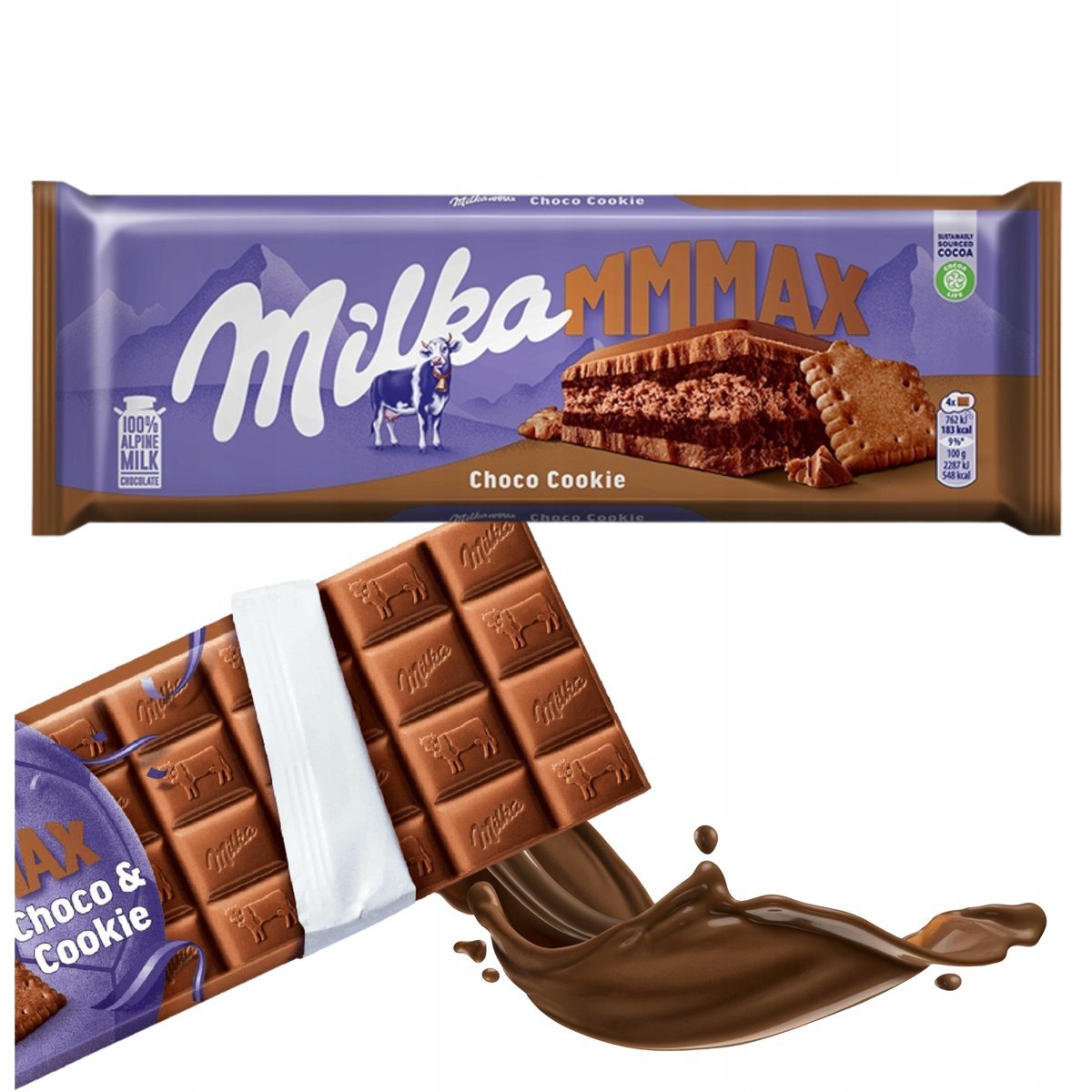 Czekolada Milka Choco Cookie Delikatna Mleczna z Kawałkami Ciastek 300 g