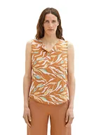 Bluzki damskie - TOM TAILOR Damski Bluzka 1035254, 31758 - Brown Abstract Leaf Design, 34 - miniaturka - grafika 1