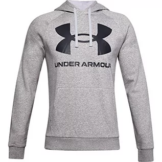 Bluzy męskie - Under Armour Męska bluza z kapturem Rival Fleece Big Logo Hd (Mod Gray Light Heather / Black) L 1357093-011-Large - grafika 1