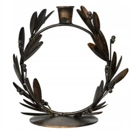 Świeczniki - ŚWIECZNIK ŚWIĄTECZNY GAŁĄZKA ŻURAWINY kandelabr stare złoto wys. 16cm - miniaturka - grafika 1