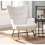 Fotele - Fotel bujany z beżowej tkaniny melanż - ELMINA II - miniaturka - grafika 1