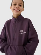 Bluzy dla dziewczynek - 4F Bluza dresowa nierozpinana bez kaptura dziewczęca - fioletowa 146 (10-11 lat) - miniaturka - grafika 1