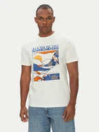 Koszulki męskie - Napapijri T-Shirt S-Valdor NP0A4IE6 Écru Regular Fit - miniaturka - grafika 1
