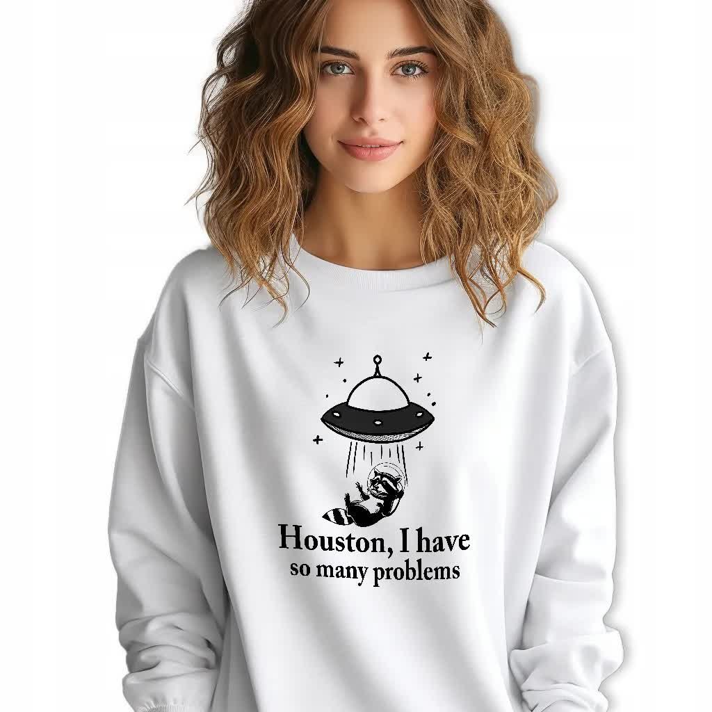 BIAŁA BLUZA Damska Dresowa I HAVE PROBLEMS Zabawne Wzory Roz S