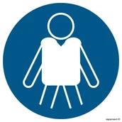 Tablice BHP - OE027 NAKAZ ZAKŁADANIA KAMIZELEK RATUNKOWYCH, PN - PŁYTA PCV 1MM; (450X450MM) - miniaturka - grafika 1