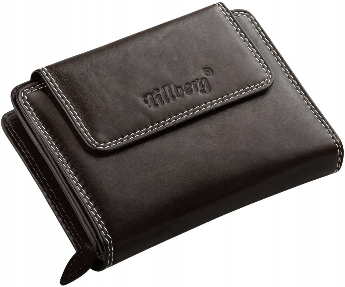 Portfel Damski Na Zamek Skóra Naturalna Brązowy Skórzana Portmonetka