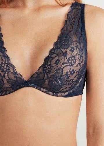 Biustonosz Tezenis Miami granatowy balkonetka koronka usztywniany 80C/3C
