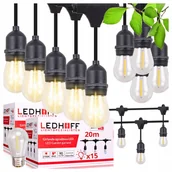 Lampy ogrodowe - Girlanda świetlna Lampki ogrodowe na taras 40m 30x żarówka LED wodoszczelna - miniaturka - grafika 1