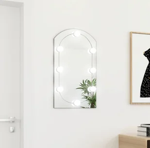 vidaXL Lustro z oświetleniem LED 70x40 cm zakrzywione szkło - Lustro z oświetleniem LED - Lustro z oświetleniem LED - Lustro do makijażu - Lustro kosmetyczne - Lustra - miniaturka - grafika 1