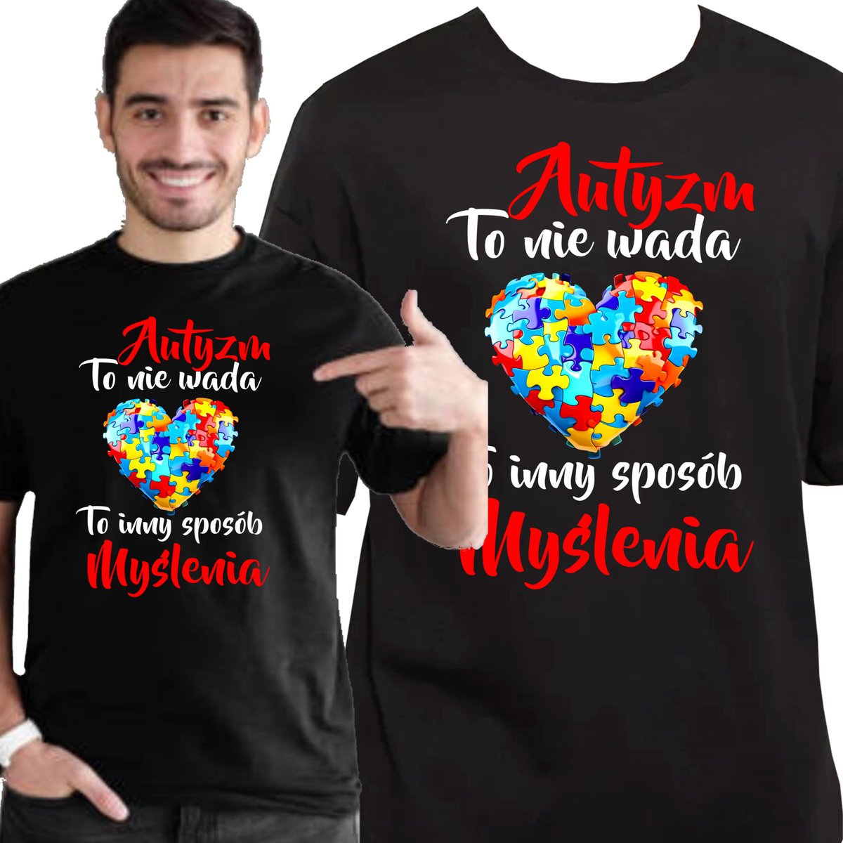 KOSZULKA MĘSKA AUTYZM TO NIE WADA DZIEŃ AUTYZMU AUTISM S 3467 CZARNA