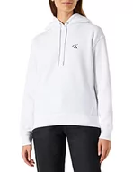 Bluzy damskie - Calvin Klein Jeans Damska bluza z kapturem Ck Embroidery, Bright White, M - miniaturka - grafika 1